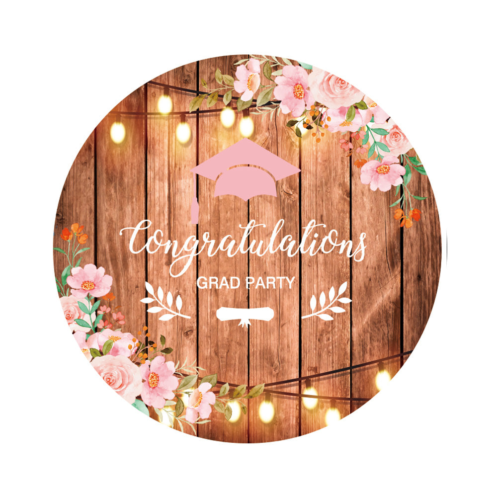 Graduation Wooden Floral Round Backdrop Cover – Backdrop2go