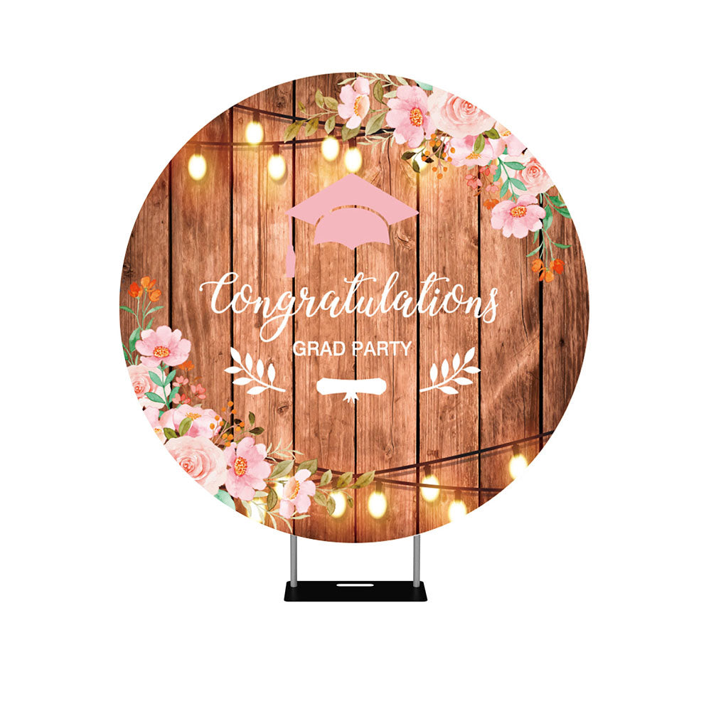 Graduation Wooden Floral Round Backdrop Cover – Backdrop2go