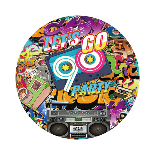 Graffiti Birthday Party Round Backdrop Cover