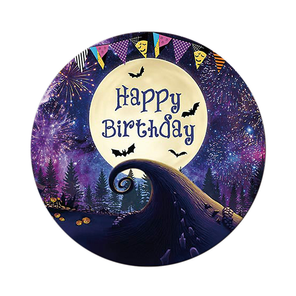 Halloween Moon Nightmare Circle Birthday Backdrop Cover