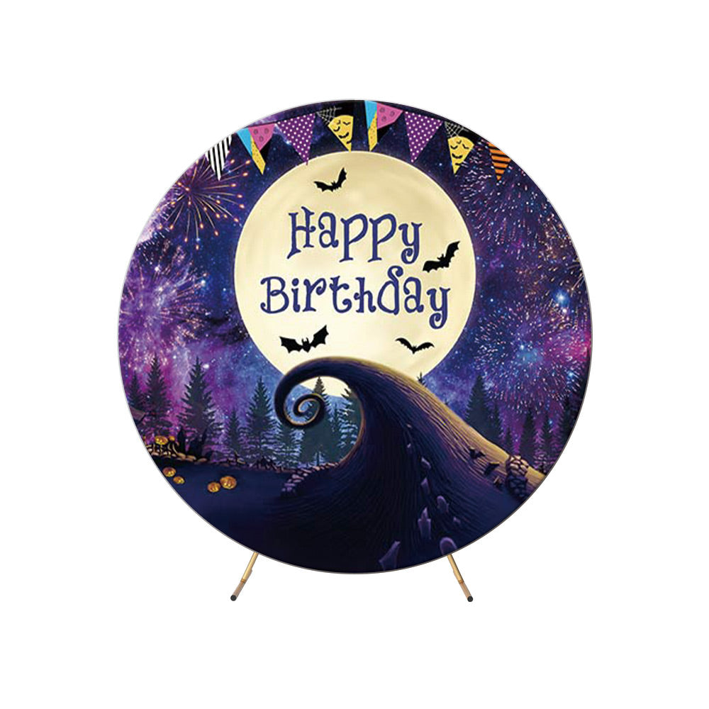 Halloween Moon Nightmare Circle Birthday Backdrop Cover