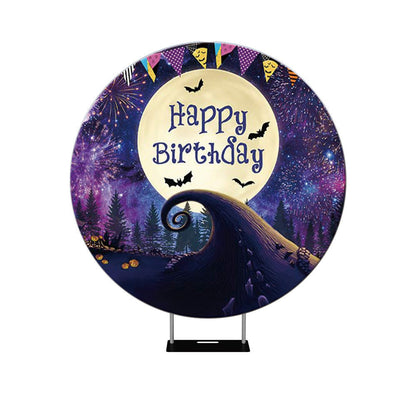 Halloween Moon Nightmare Circle Birthday Backdrop Cover