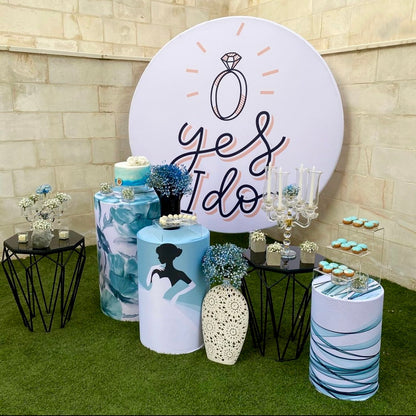 YES I DO Wedding Round Backdrop Cover