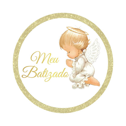 Mi Bautizo Gold And White Round Backdrop Cover