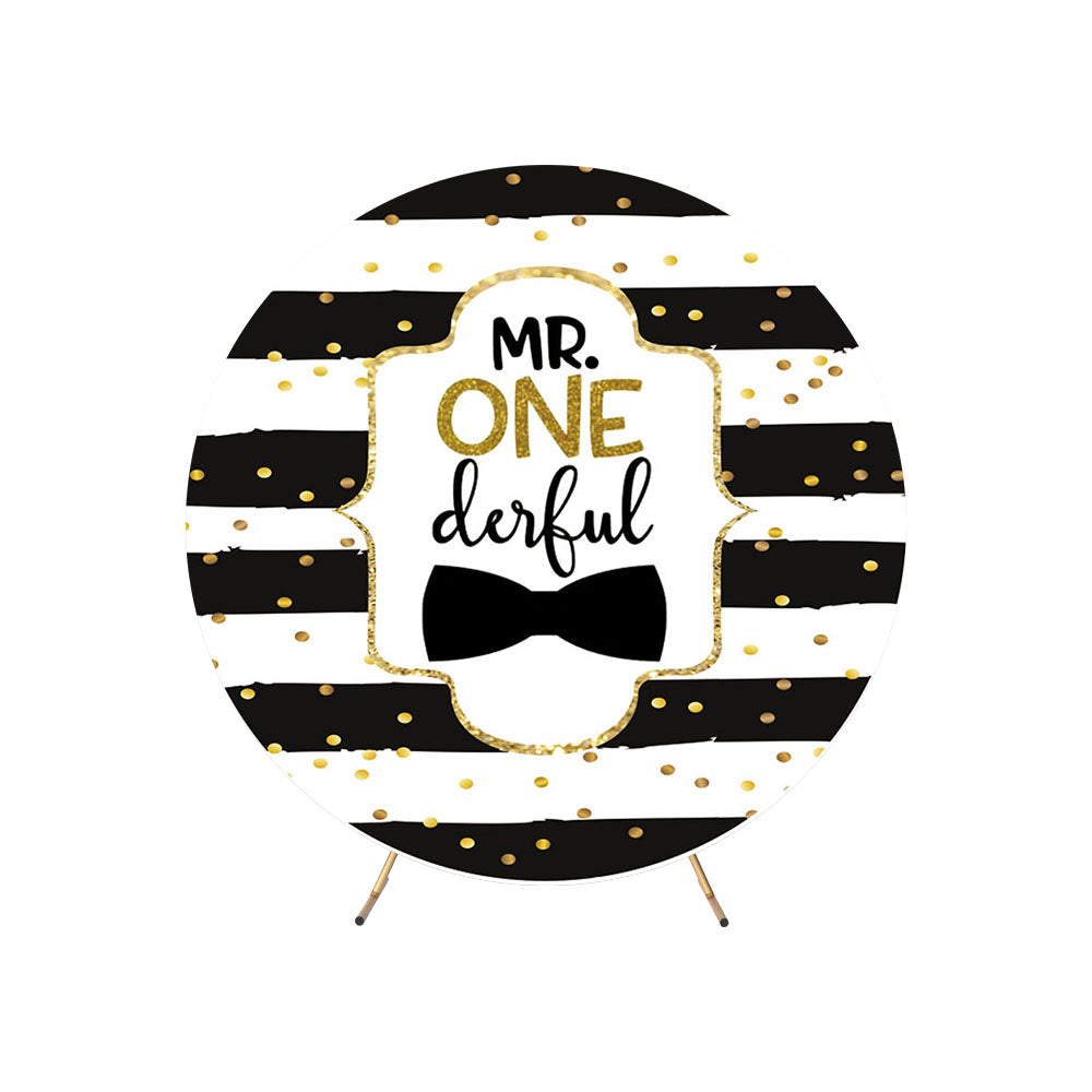 Mr.Onederful Stripes Round Backdrop Cover