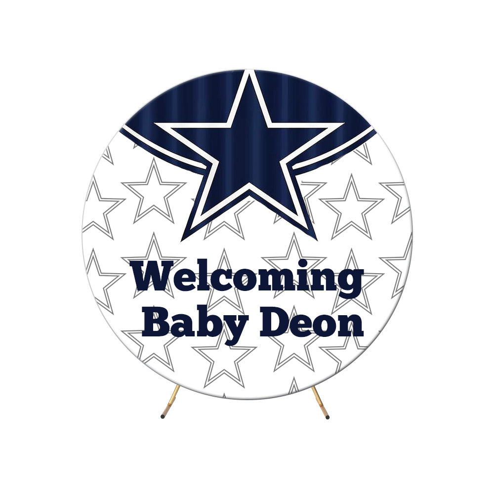 Navy Blue Star Round Backdrop Cover