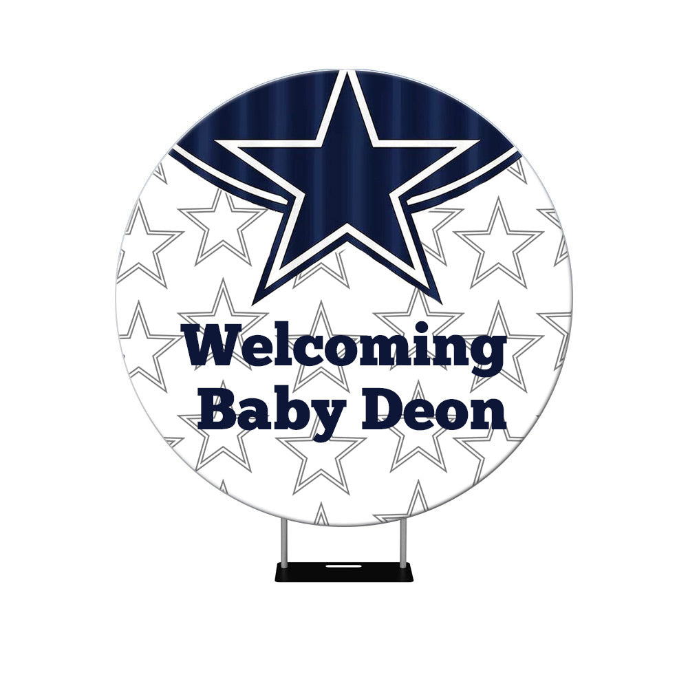 Navy Blue Star Round Backdrop Cover