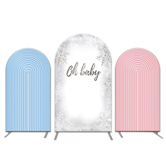 Photo of Oh BABY Pink and Blue Chiara Arch Wall Backdrop Cover