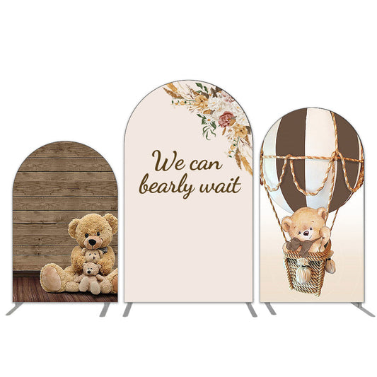 Personalized Backdrop Brown Bear for Baby Shower Chiara Wall Cover