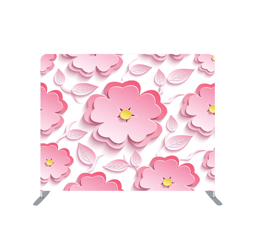 Pillowcase Tension Backdrop 3D Pink Flowers