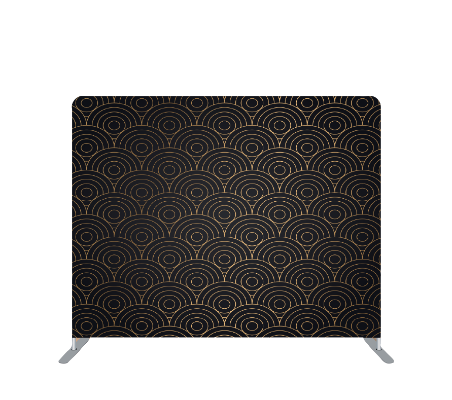 Pillowcase Tension Backdrop Black and Gold Circular