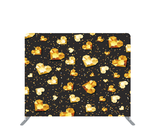 Pillowcase Tension Backdrop Black and Gold Hearts