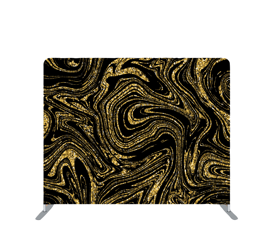 Pillowcase Tension Backdrop Black and Gold Swirl