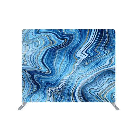 Pillowcase Tension Backdrop Blue and Gold Swirls