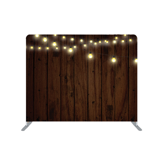 Pillowcase Tension Backdrop Dark Wooden String Bulb