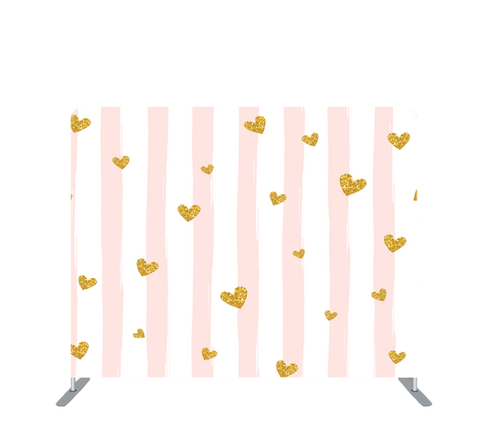 Pillowcase Tension Backdrop Gold Hearts