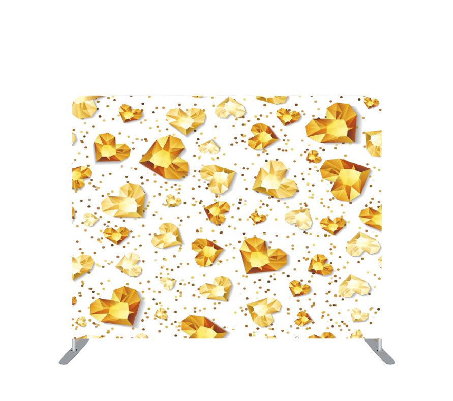 Pillowcase Tension Backdrop Gold Sparkly Hearts