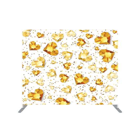 Pillowcase Tension Backdrop Gold Sparkly Hearts