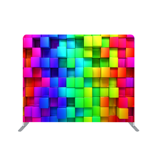 Pillowcase Tension Backdrop Multi Color Cubes