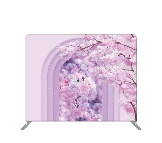 Pillowcase Tension Backdrop Purple Cherry Blossoms with 3D Ripple