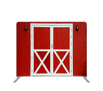 Pillowcase Tension Backdrop Red Barn Doors