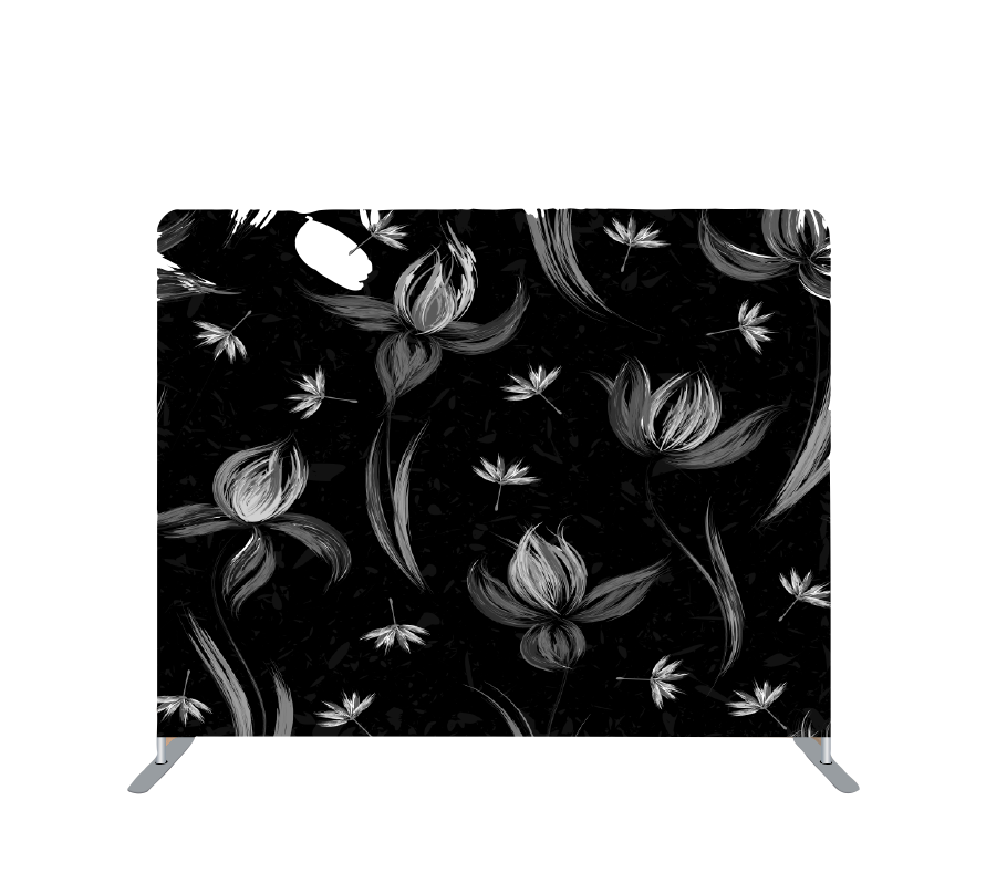 Pillowcase Tension Backdrop White Flowers with Black