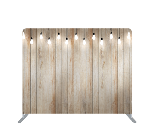 Pillowcase Tension Backdrop Wooden with Light Bulb