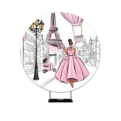 Pink Morden Paris Round Backdrop Cover