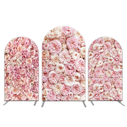 Photo of Pink Rose Floral Arch Backdrop