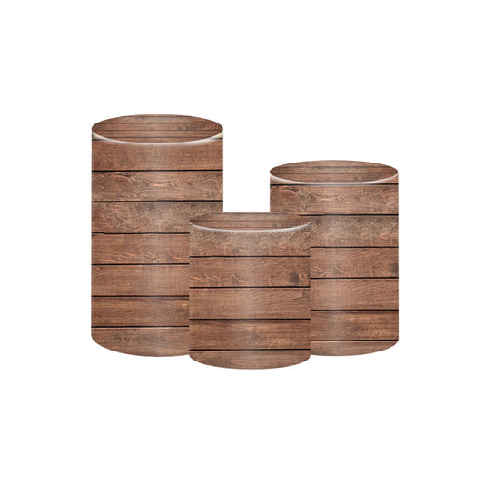 Photo of Plank Rustic Wood Pedestal Cylinder Cover