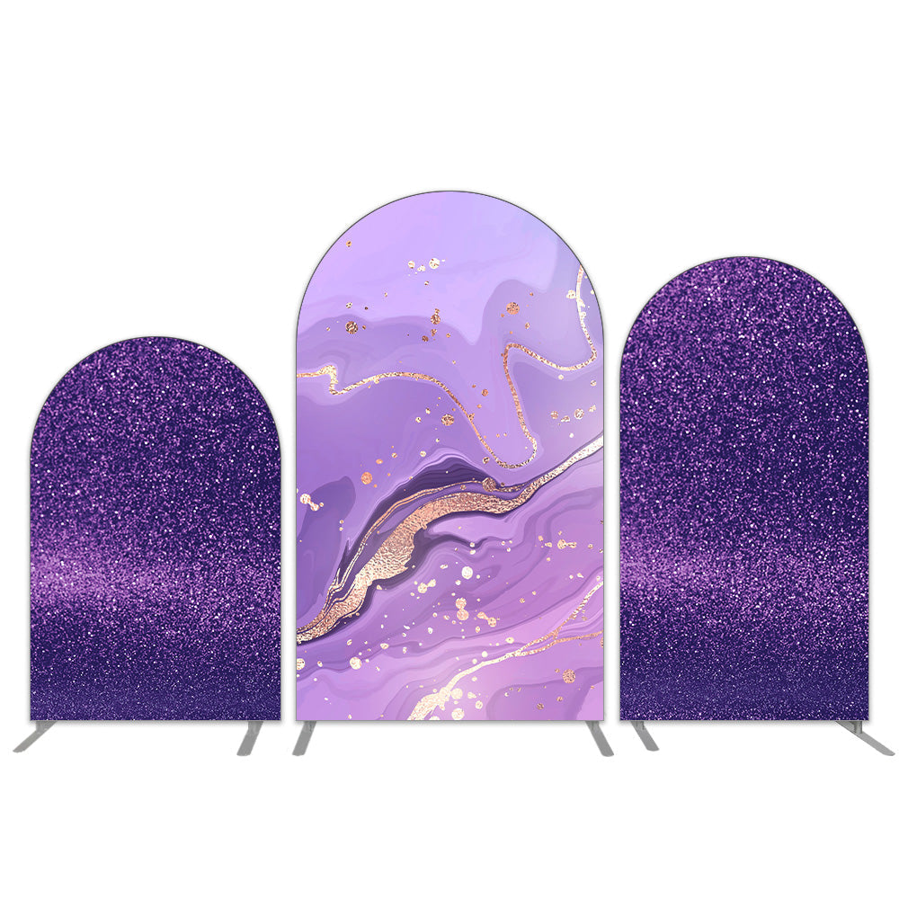 Photo of Purple Golden Marbling Arch Backdrop