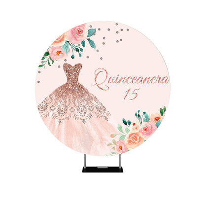 Quinceanera 15th Birthday Round Backdrop Cover