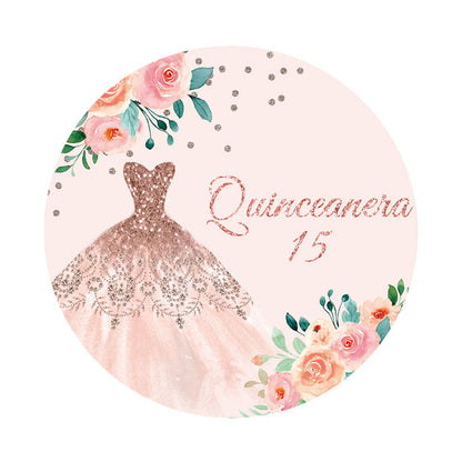 Quinceanera 15th Birthday Round Backdrop Cover