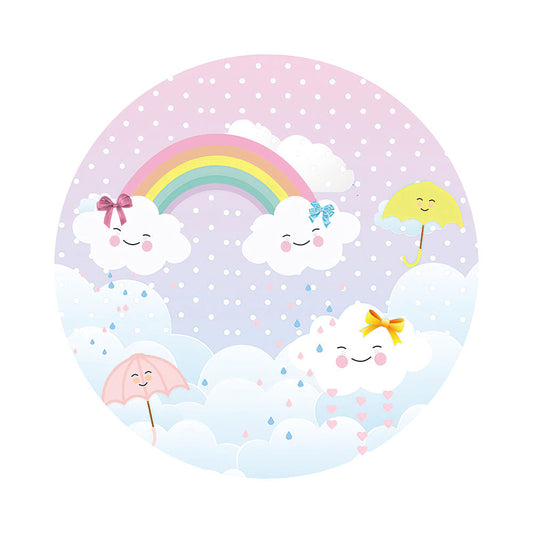 Rainbow Cloud Brithday Round Backdrop Cover