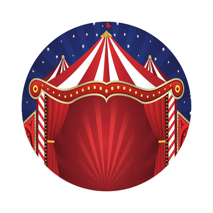 Red And Blue Circus Theme Brithday Round Backdrop Cover