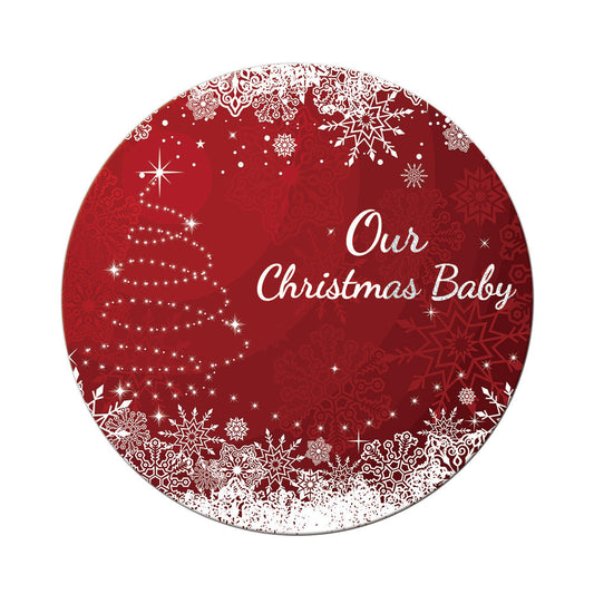 Red and White Christmas Circle Round Backdrop Cover