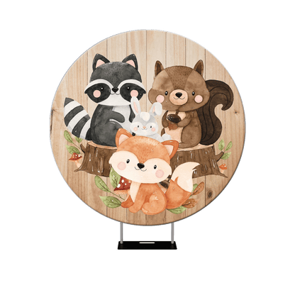 Safari Wild One Cute Animal Personalized Round Backdrop Cover