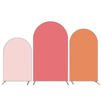 Photo of Solid Pink and Orange Arch Wall Backdrop