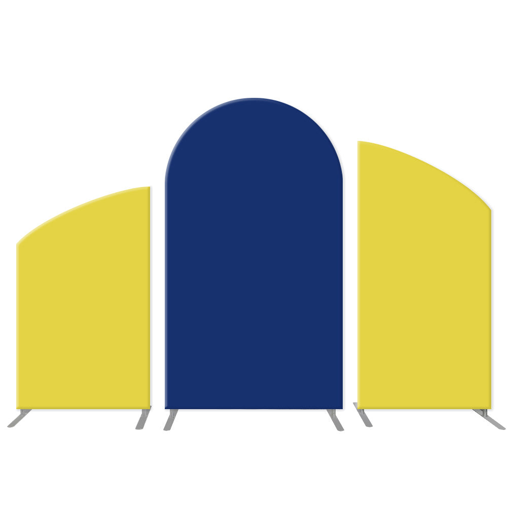 Photo of Solid Yellow and Dark Blue Arch Backdrop