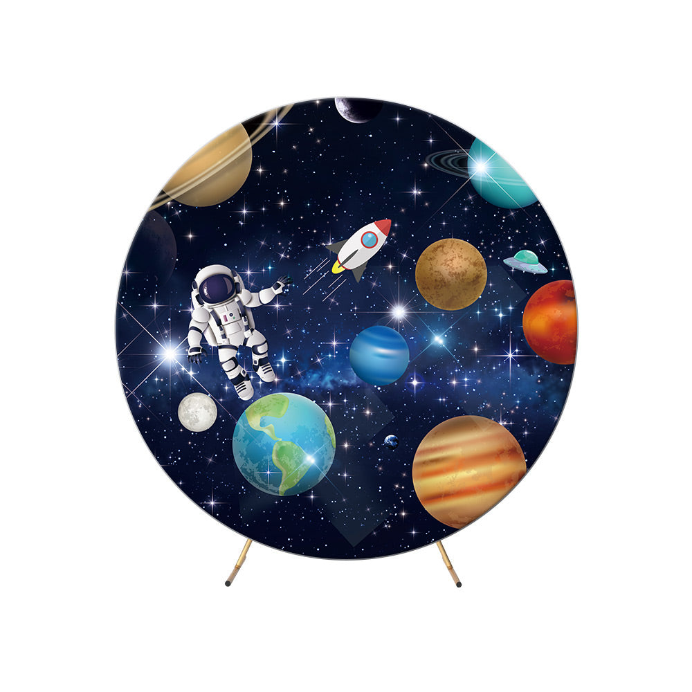 Space Astronaut Theme Round Backdrop Cover