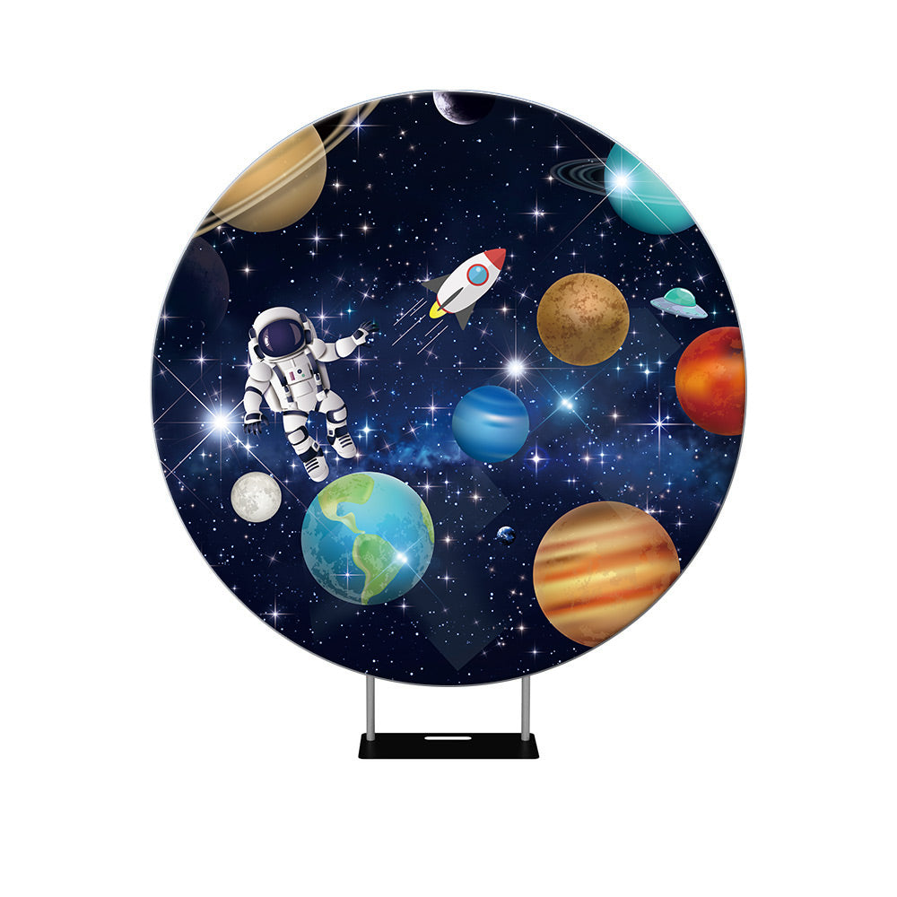 Space Astronaut Theme Round Backdrop Cover