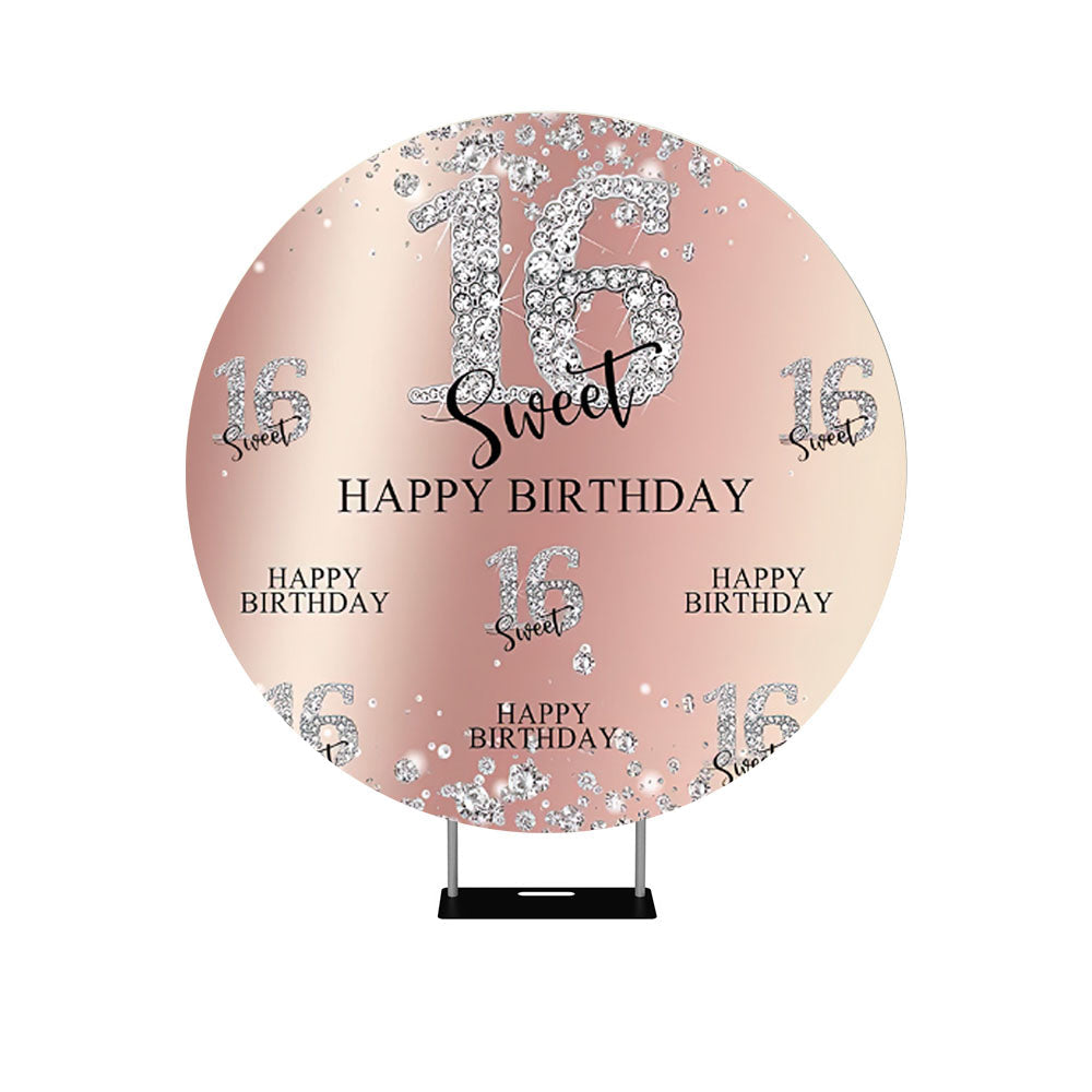 Sweet 16 Diamond Birthday Round Backdrop Cover