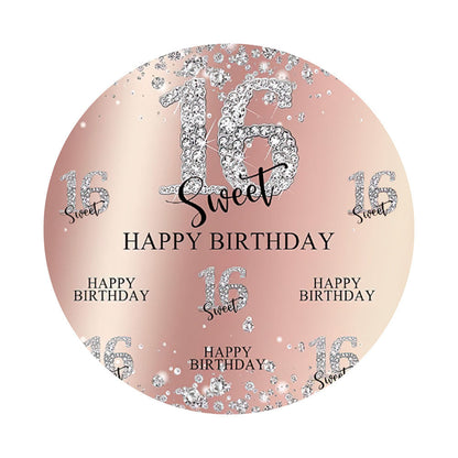 Sweet 16 Diamond Birthday Round Backdrop Cover