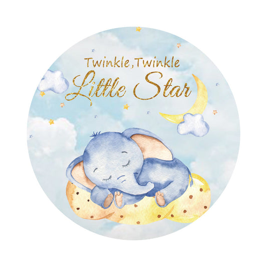 Twinkle Twinkle Little Star Baby Shower Elephant Circle Backdrop Cover