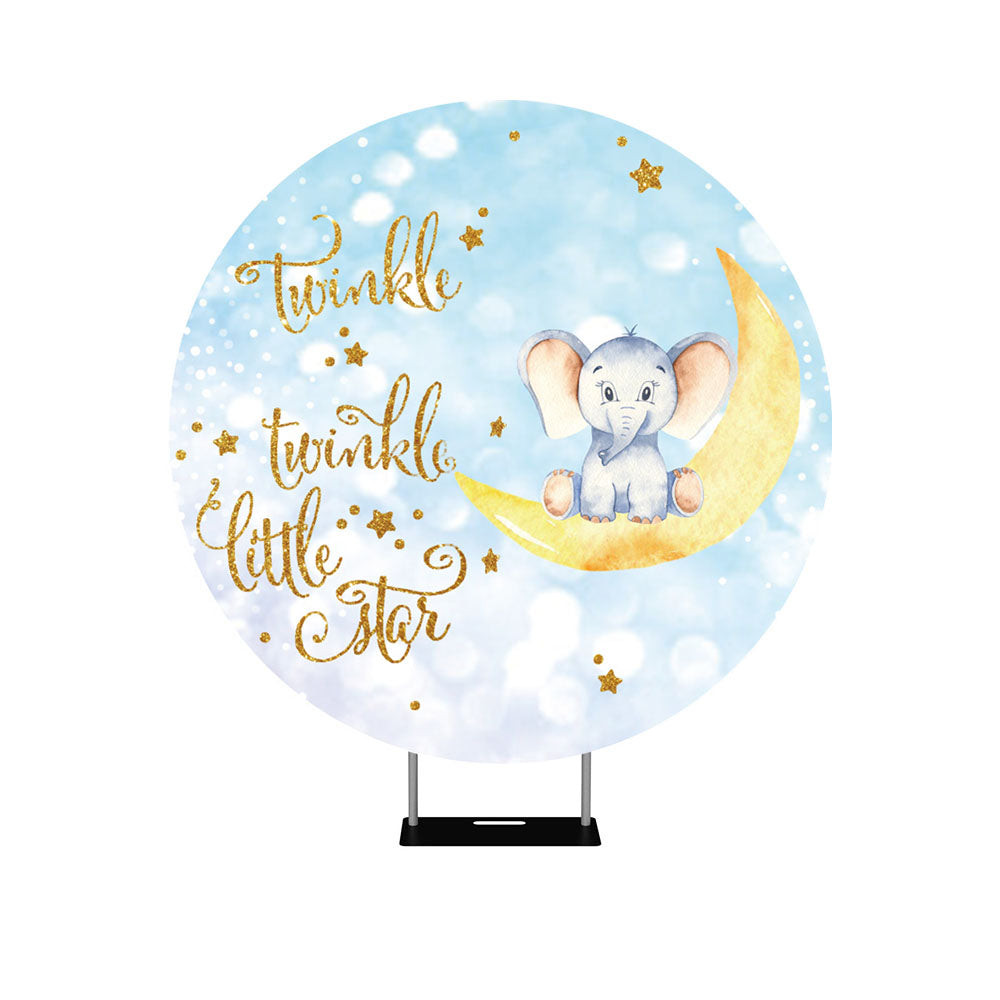 Twinkle Twinkle Little Star Elephant Baby Shower Round Backdrop