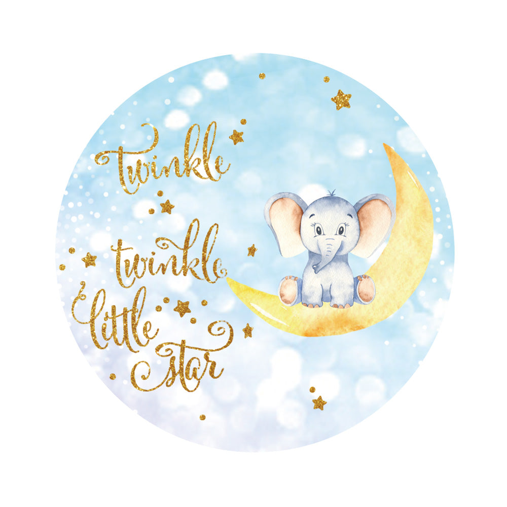 Twinkle Twinkle Little Star Elephant Baby Shower Round Backdrop Cover