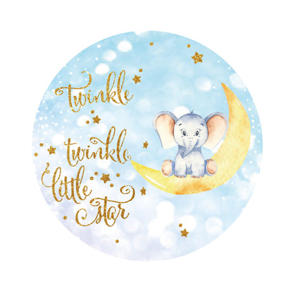 Twinkle Twinkle Little Star Elephant Baby Shower Round Backdrop Cover