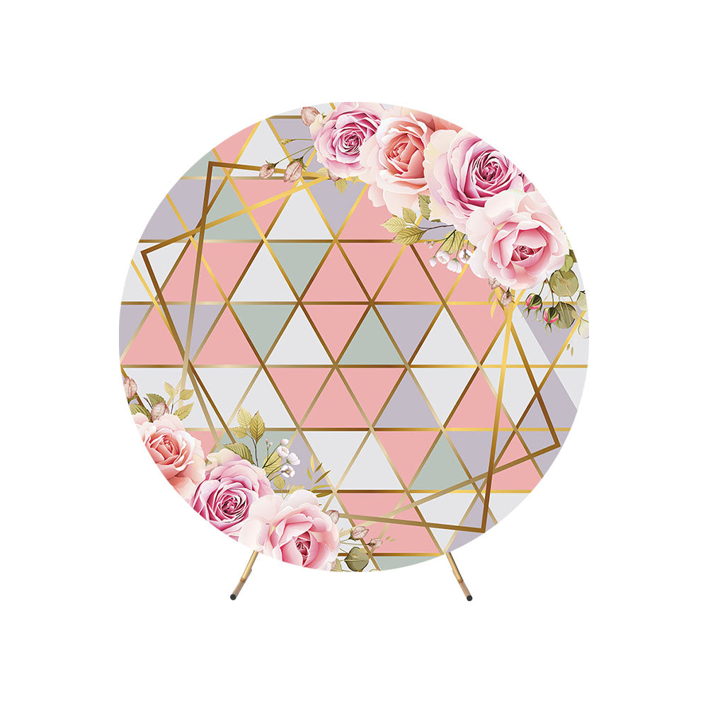 Wedding Engagement Floral for Round Backdrop Cover