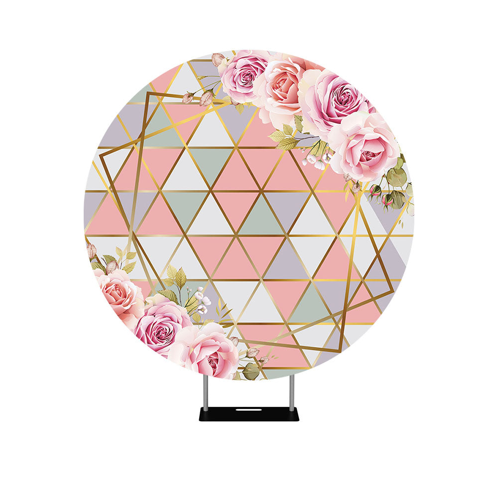 Wedding Engagement Floral for Round Backdrop Cover