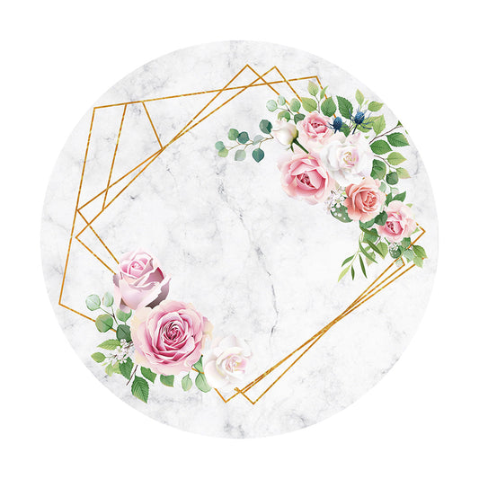 Wedding Engagement Marbling Round Backdrop Cover